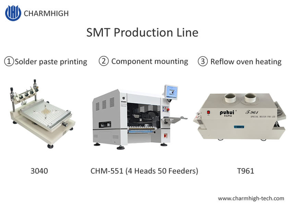 고 정밀 소형 SMT 생산 라인 3040 스텐실 프린터 CHM-551 SMT 칩 마운터 리플로우 오븐 T961
