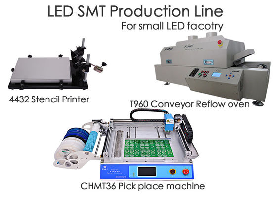 LED SMT 생산 라인 CHMT36 칩 마운터, 소형 공장을 위한 스텐실 인쇄기, 리플로우 오븐 T960