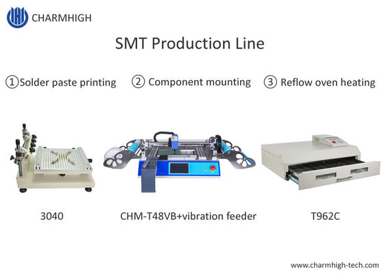 T962C 리플로우 오븐 SMT 생산 라인 3040 스텐실 프린터 Chmt48vb 테이블 탑 골라내어 붙이기
