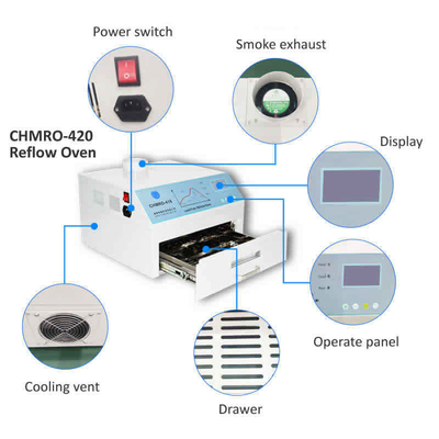 허풍 + 적외선 2500w 무연 리플로우 오븐 CHMRO-420 SMD 스테이션 가열