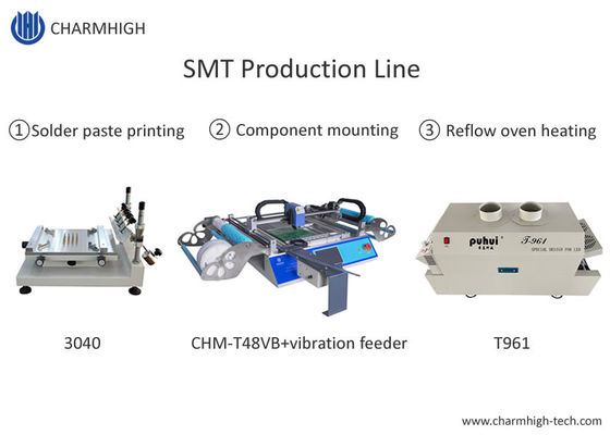 진보적 SMT 생산 라인, 3040 스텐실 인쇄기 / CHMT48VB Pnp 기계 / 리플로우 오븐 T961