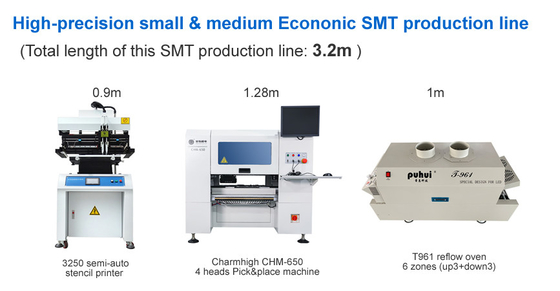 자동 PCB 레일 고 정밀 0201 데스크톱 SMT 픽 앤 플래시 머신 4 헤드 CHM-650