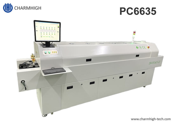 완전 자동 철도 6 온도 구역 납 없는 재흐름 오븐 2200 * 350mm PC 제어 난방 기계
