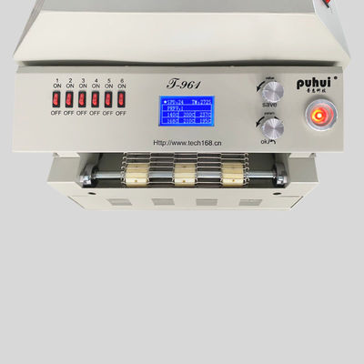 컨베이어 730*230mm 6과 T961 데스크탑 리플로우 오븐은 구역 3.5KW 솔더링 머신을 임시 직원으로 일합니다